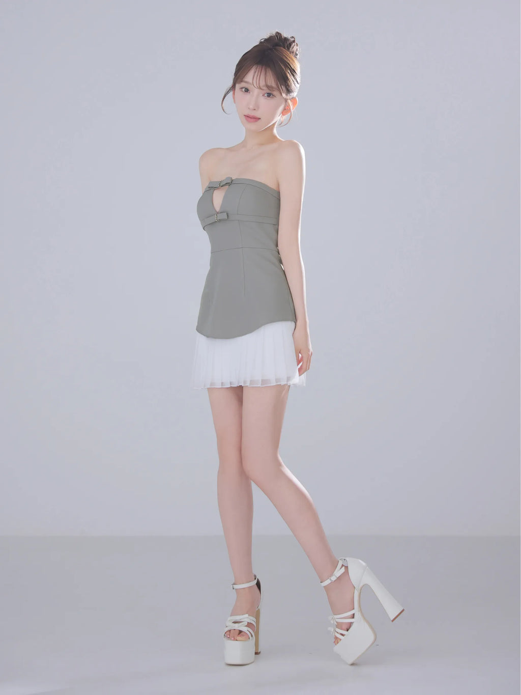 Twin Bow Layered Mini Dress（anier4090）