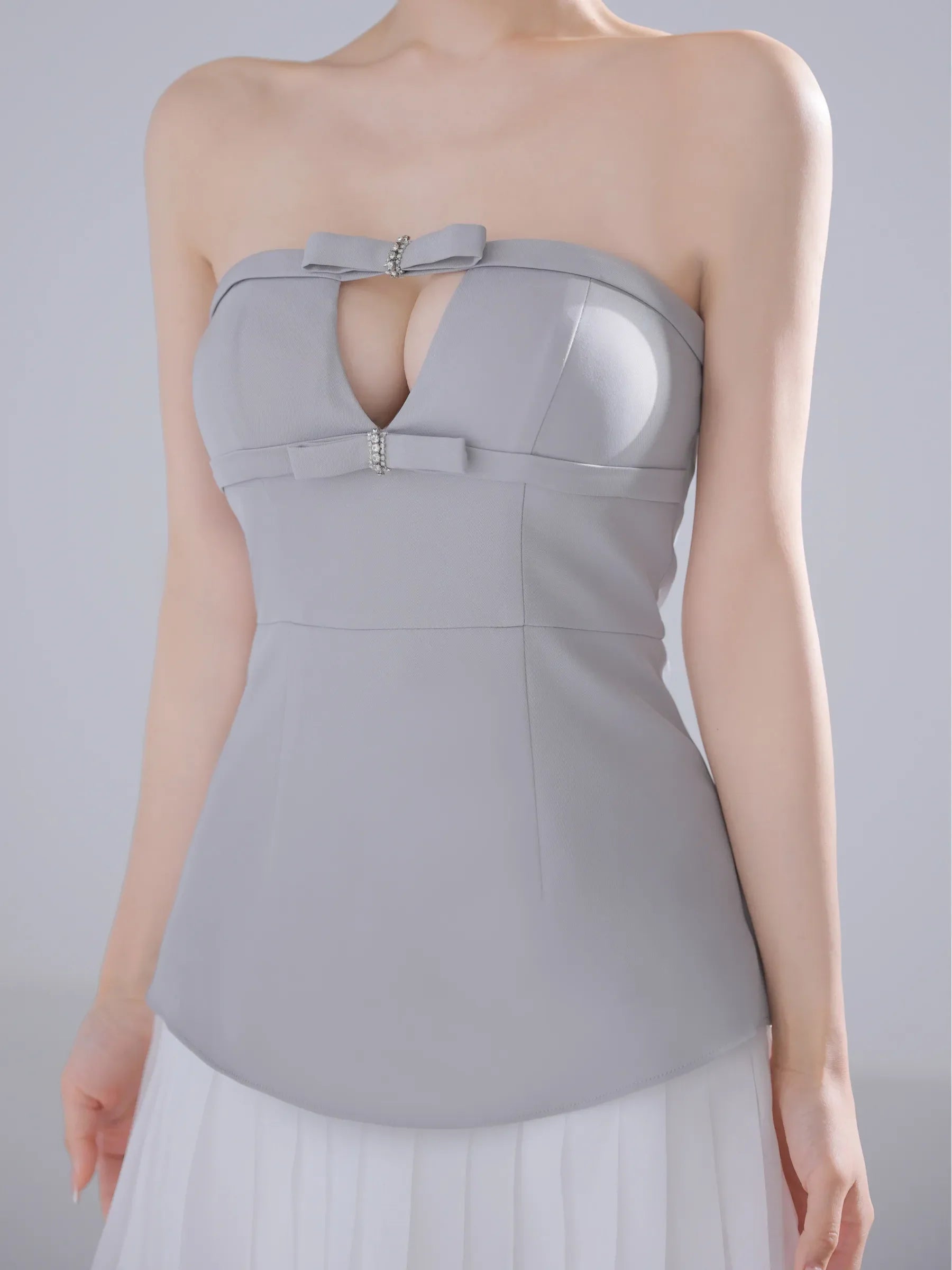 Twin Bow Layered Mini Dress（anier4090）