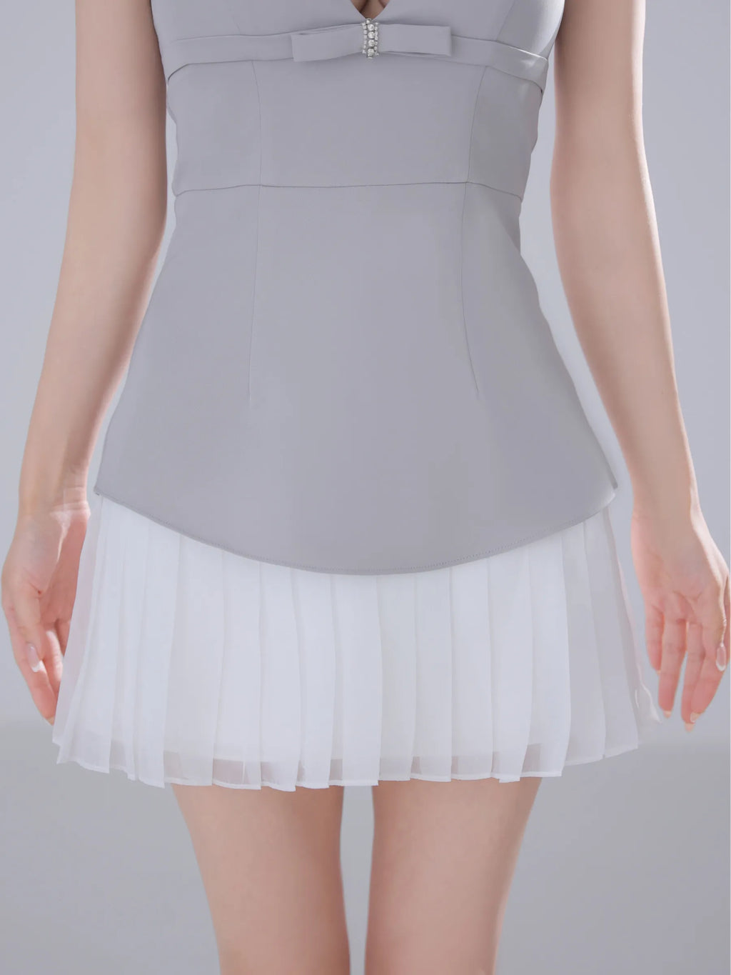 Twin Bow Layered Mini Dress（anier4090）