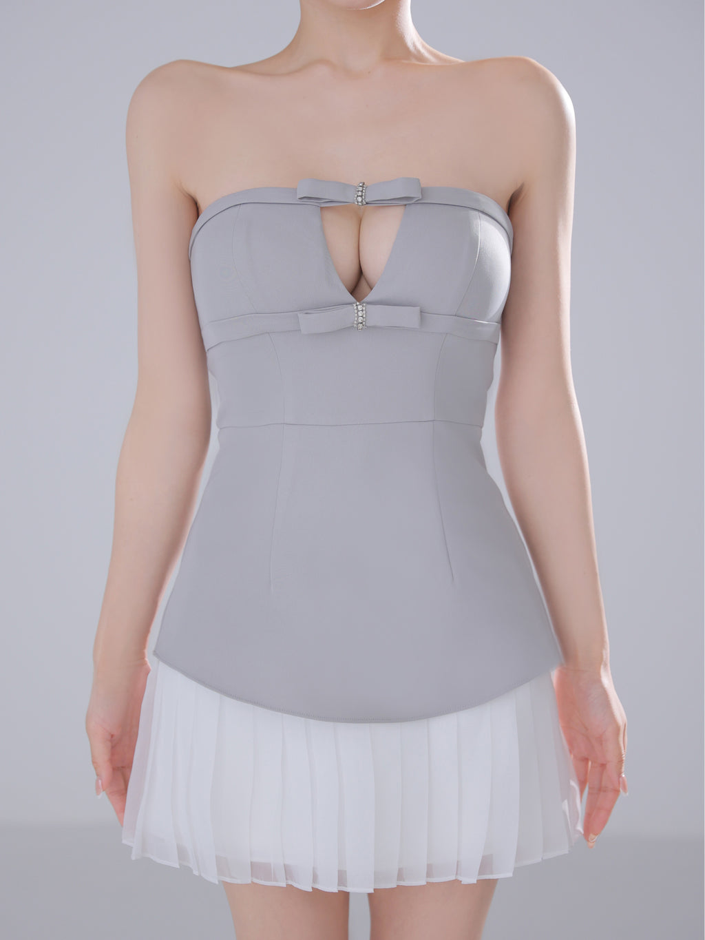 ★予約商品★【7月下旬頃入荷予定】【XSサイズあり】Twin Bow Layered Mini Dress（anier4090）