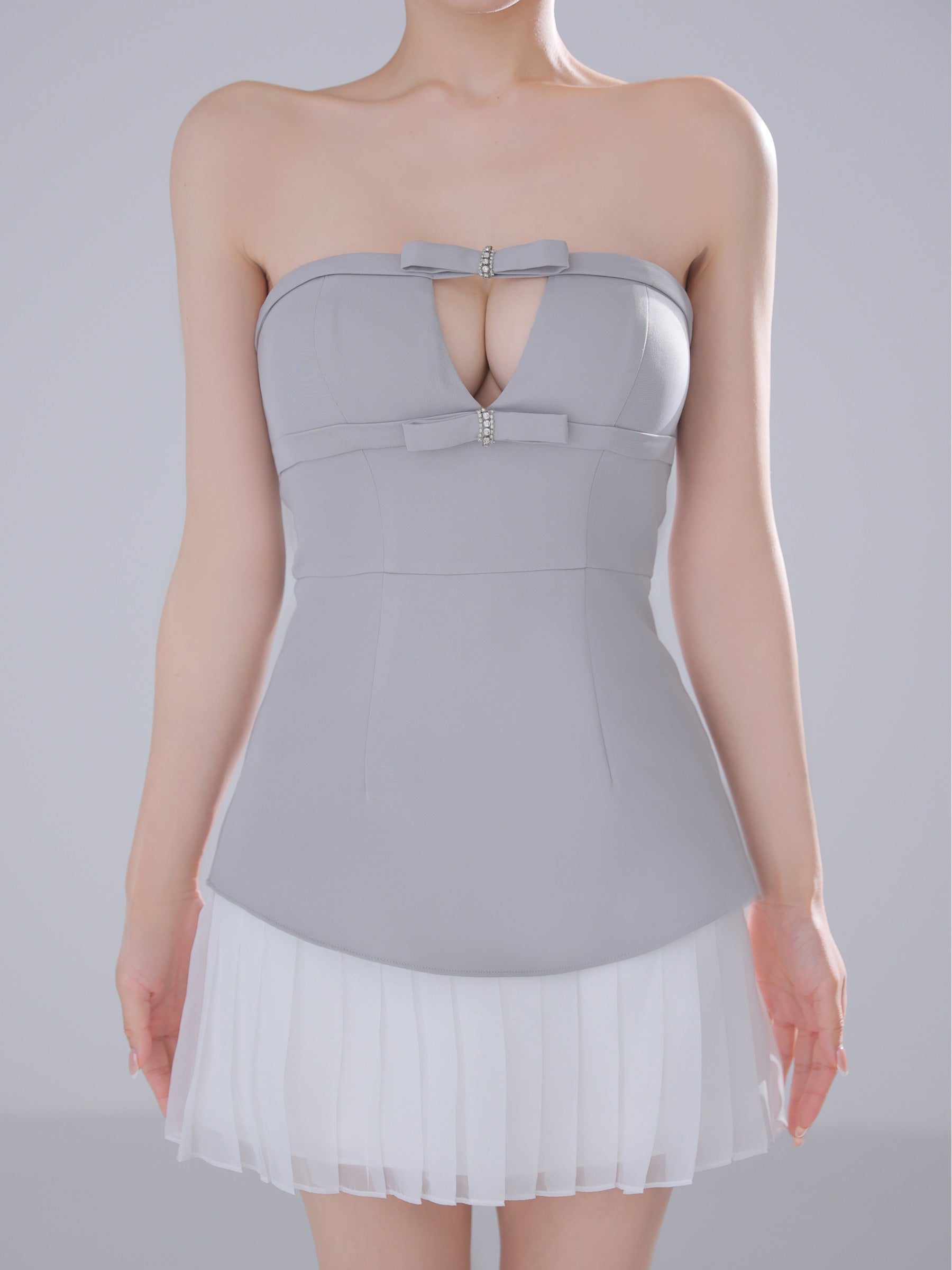 ★予約商品★【7月下旬頃入荷予定】【XSサイズあり】Twin Bow Layered Mini Dress（anier4090）
