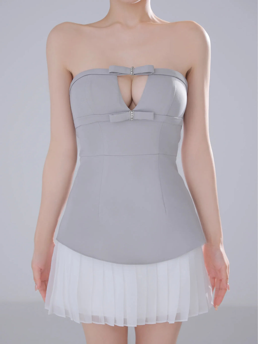 Twin Bow Layered Mini Dress（anier4090）