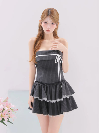Sweet Edge Stripe Dress(anier4091)