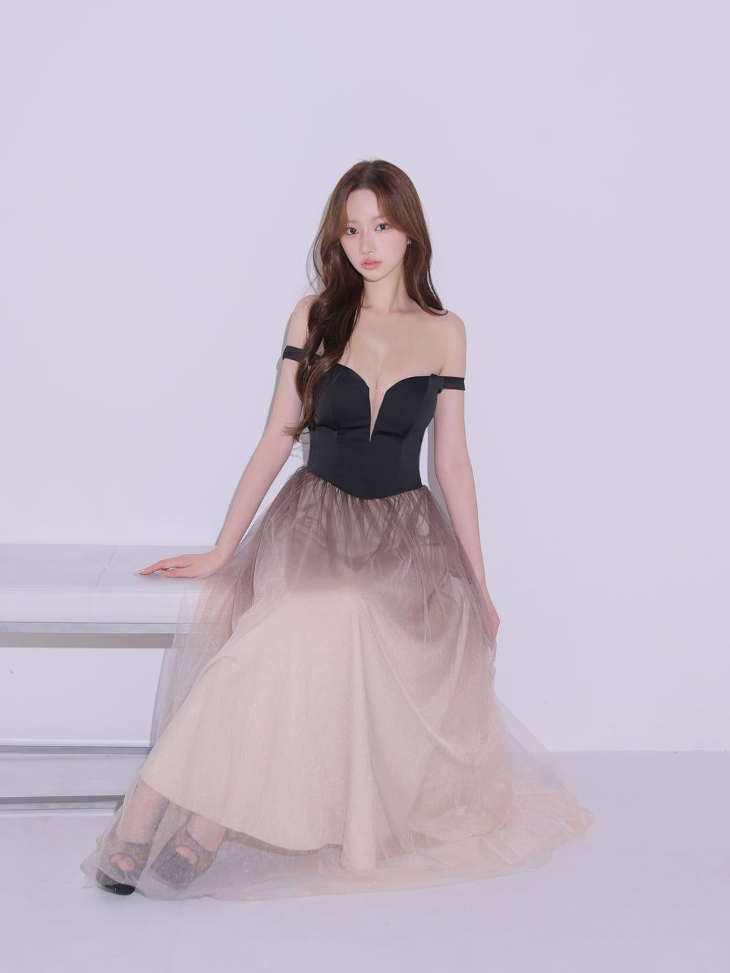【予約】Sheer Veil Long Dress (anier4092)