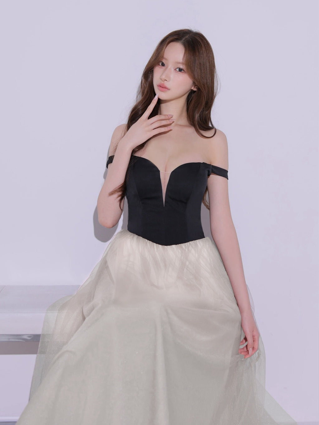 【予約】Sheer Veil Long Dress (anier4092)