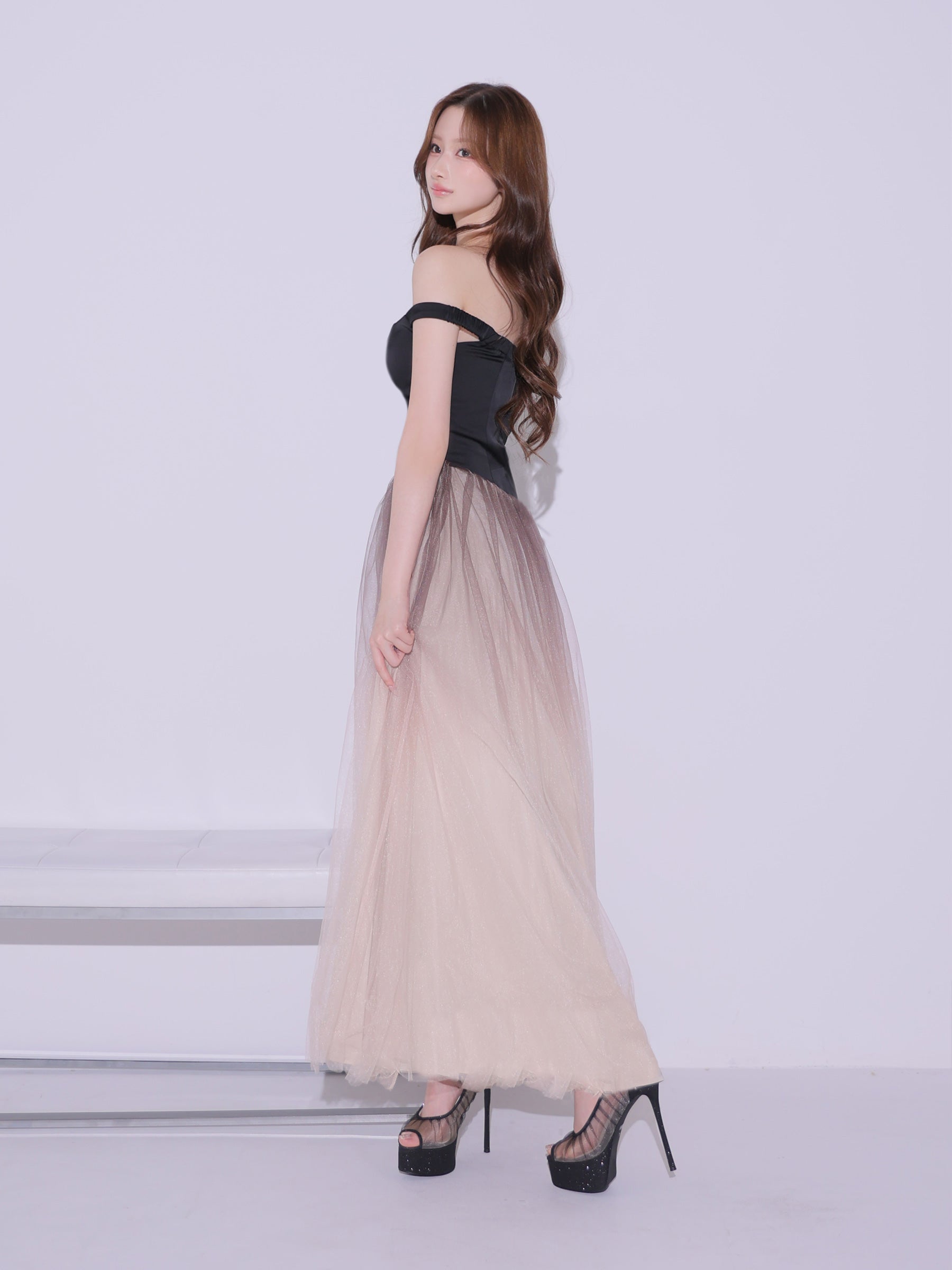 【予約】Sheer Veil Long Dress (anier4092)