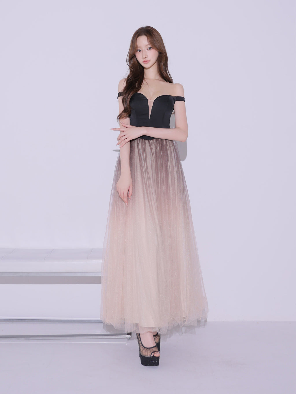 【予約】Sheer Veil Long Dress (anier4092)
