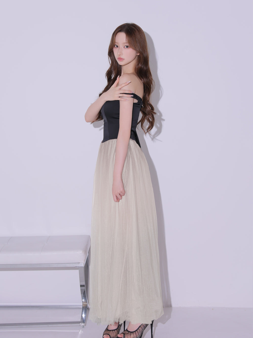 【予約】Sheer Veil Long Dress (anier4092)