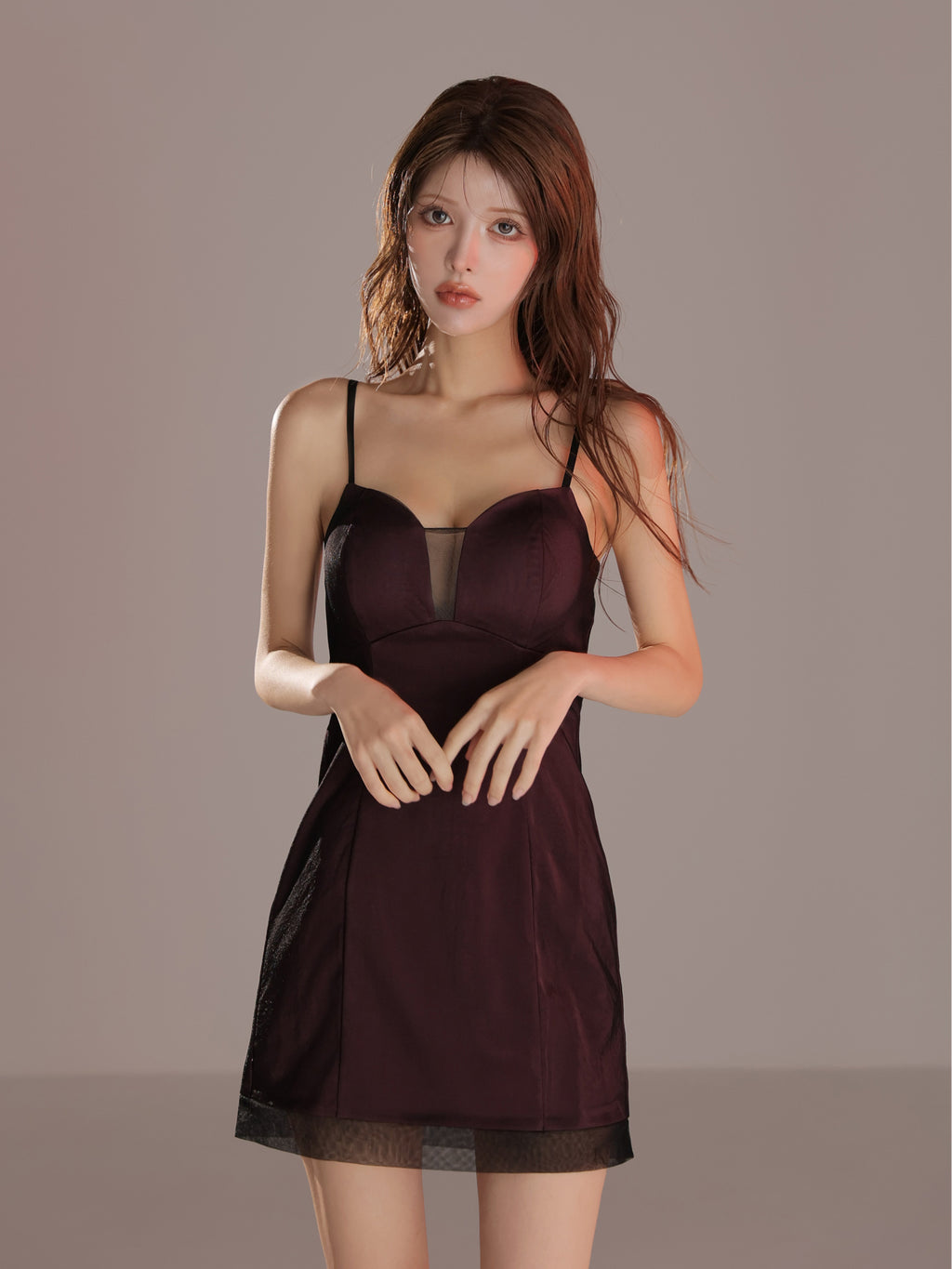 ★予約商品★【7月中旬頃入荷予定】【XSサイズあり】Sheer Overlay Mini Dress(anier4093)