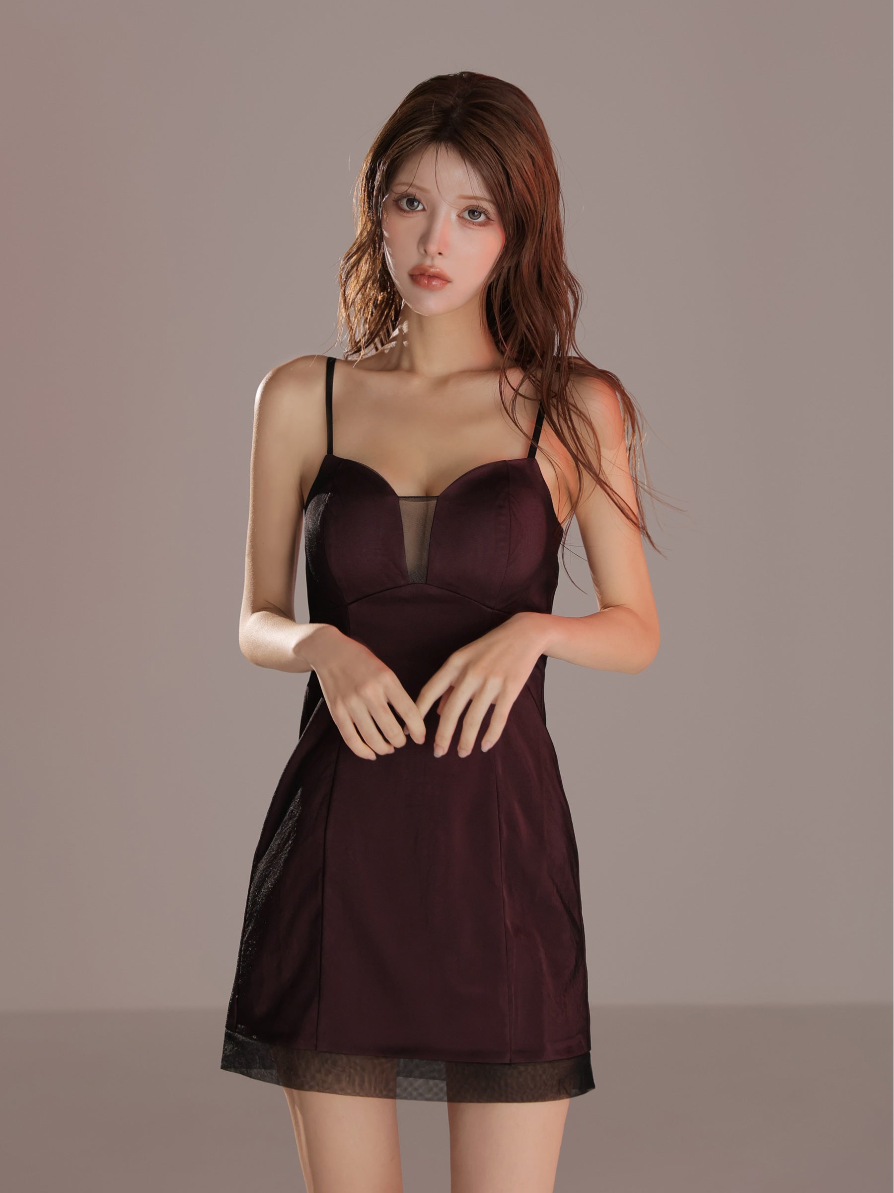 ★予約商品★【7月中旬頃入荷予定】【XSサイズあり】Sheer Overlay Mini Dress(anier4093)
