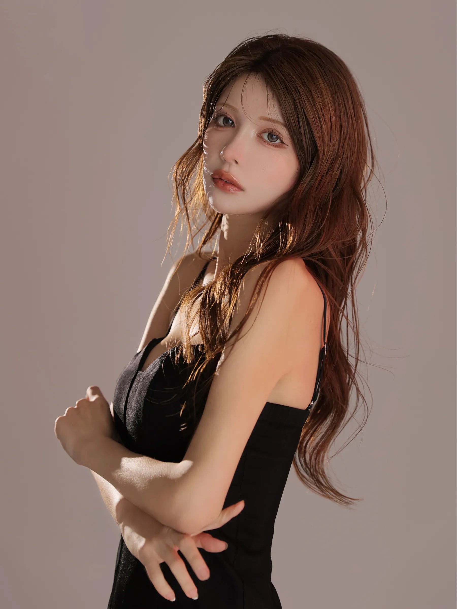Sheer Overlay Mini Dress(anier4093)
