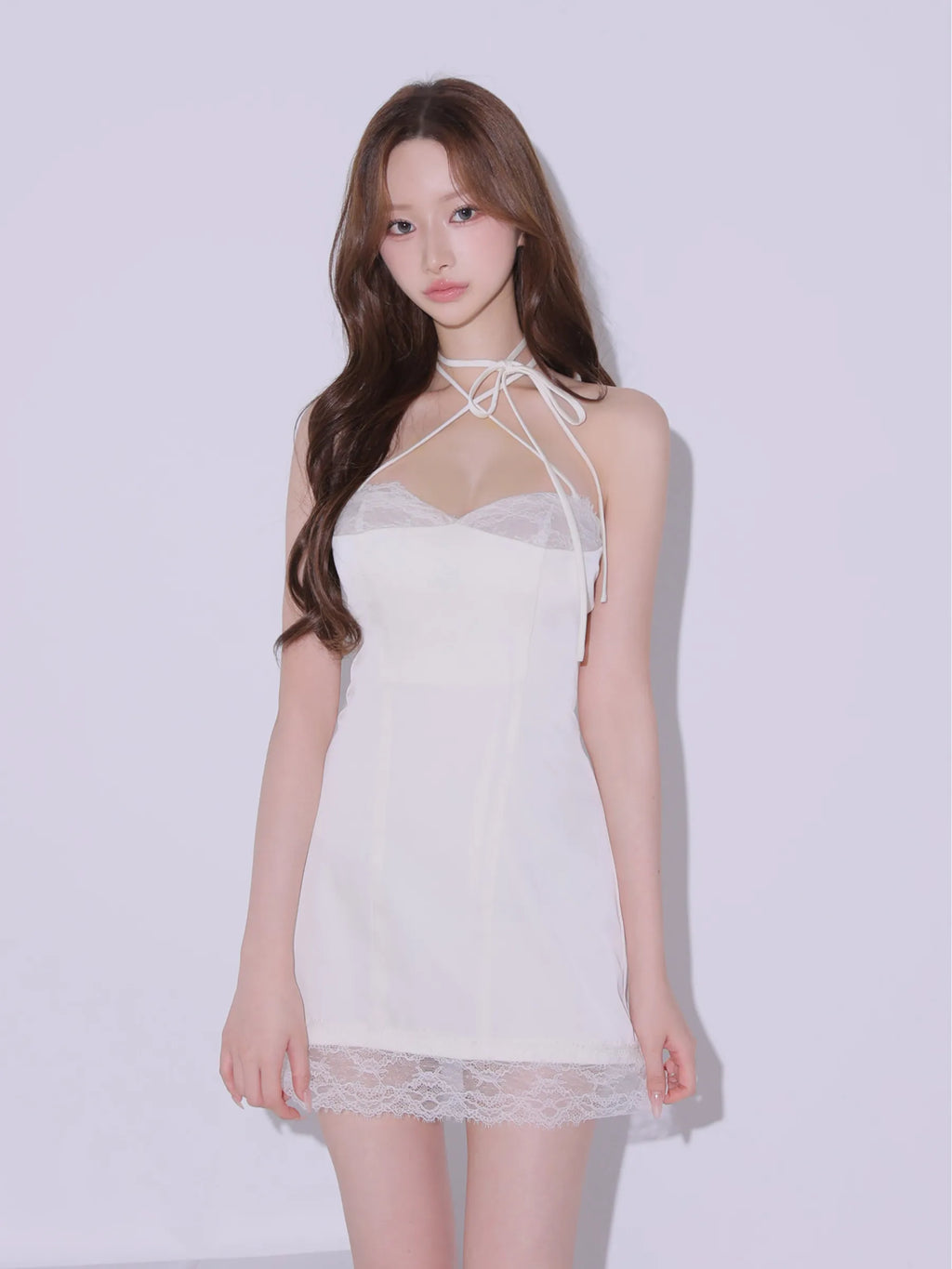 【予約】Jade Satin Lace Trim Dress (anier4096)