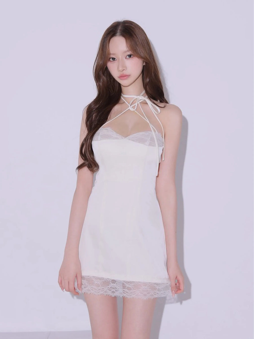 Jade Satin Lace Trim Dress (anier4096)