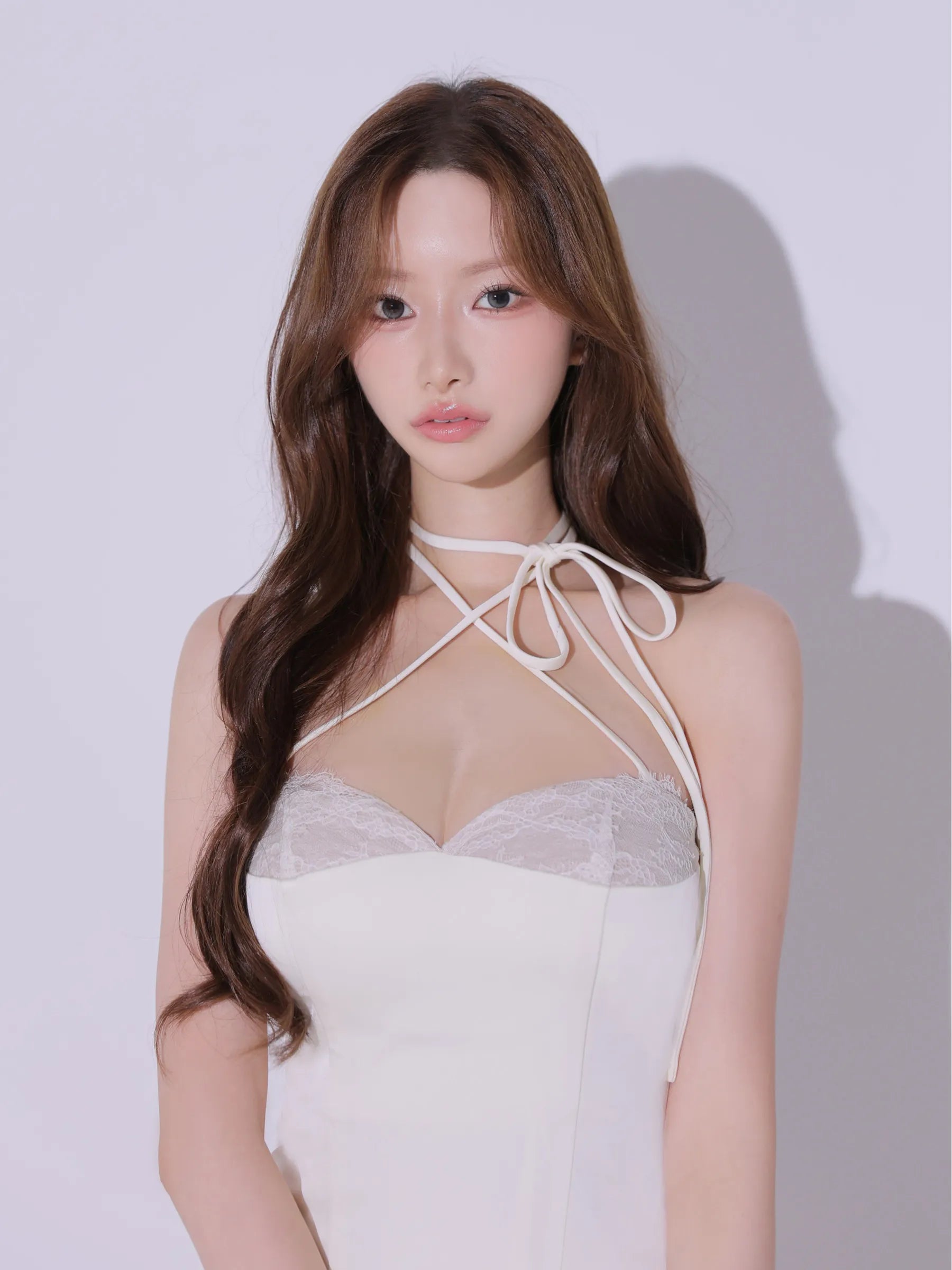 【予約】Jade Satin Lace Trim Dress (anier4096)