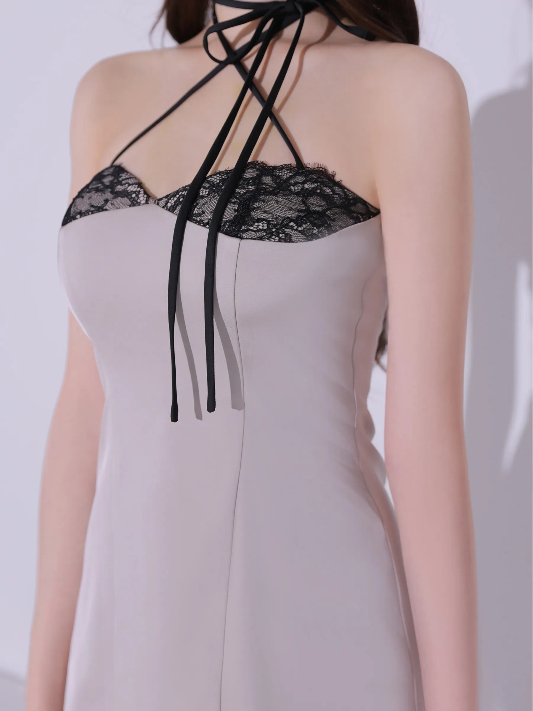 【予約】Jade Satin Lace Trim Dress (anier4096)