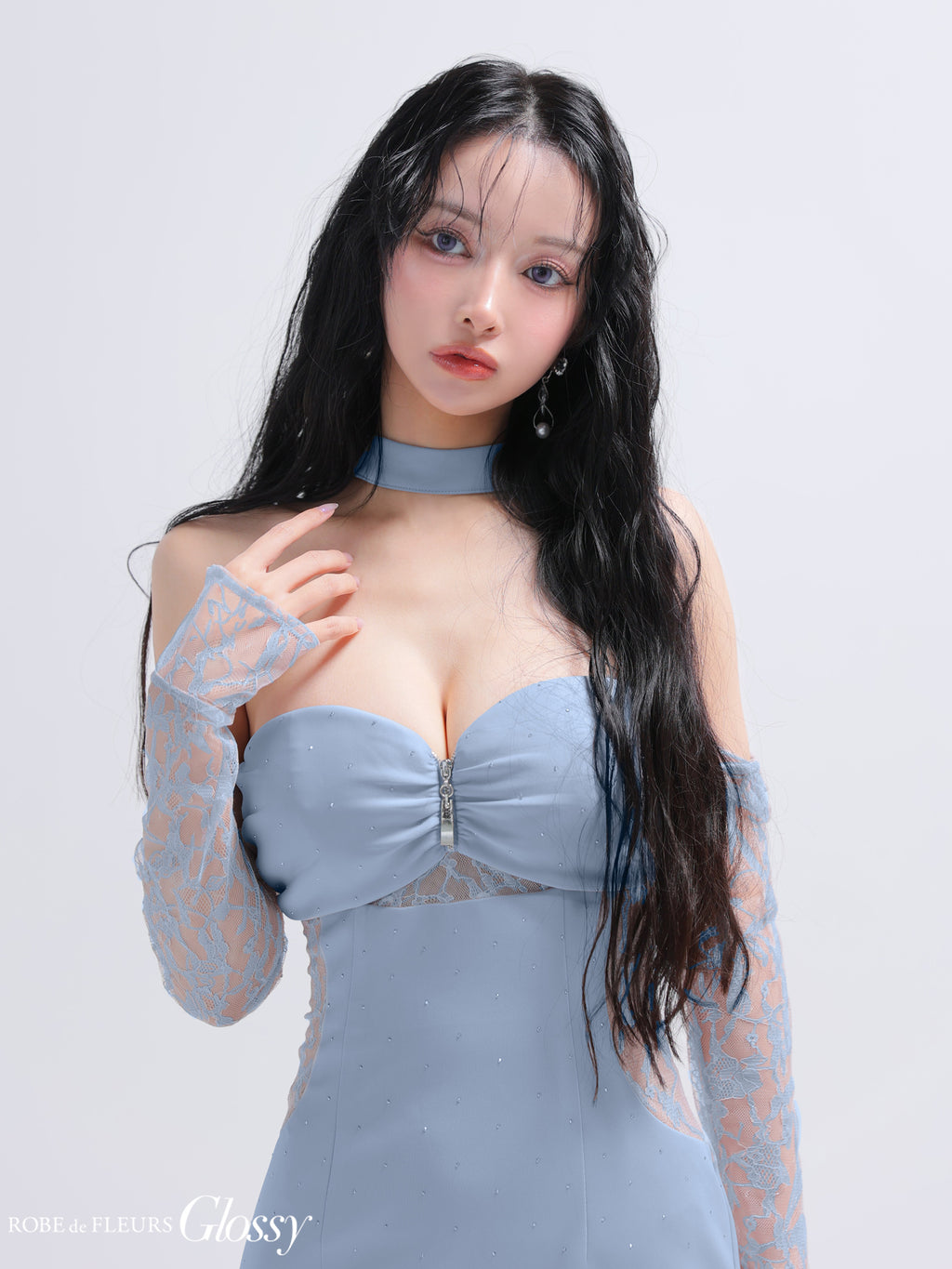【XSサイズあり】袖取り外し可能♡レースベアチョーカータイトミニキャバドレス(GL4100)