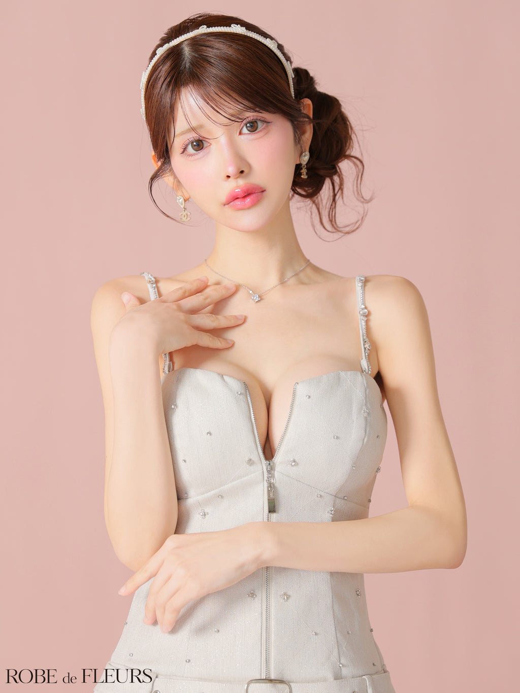 【XSサイズあり】ラメツイルベルトプリーツミニキャバドレス(fm4104)