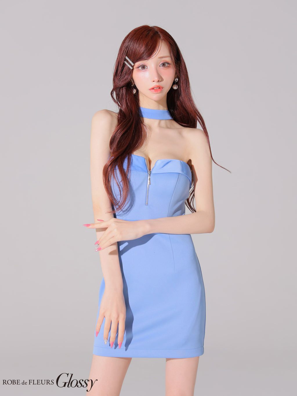 【XSサイズあり】2way♡チョーカー風バストジップタイトミニキャバドレス(GL4108)