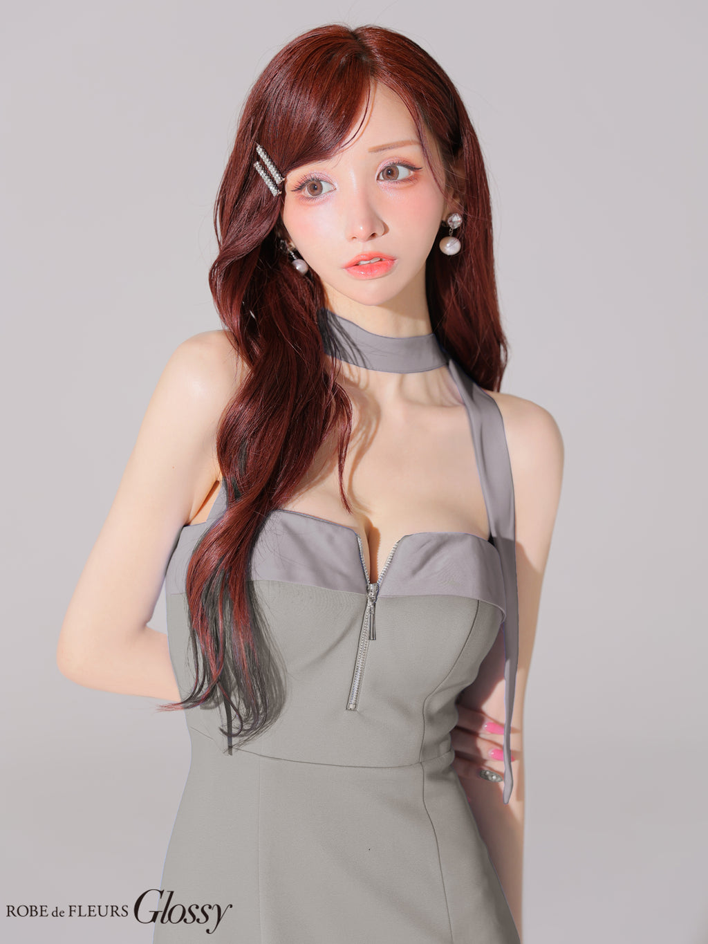 【XSサイズあり】2way♡チョーカー風バストジップタイトミニキャバドレス(GL4108)