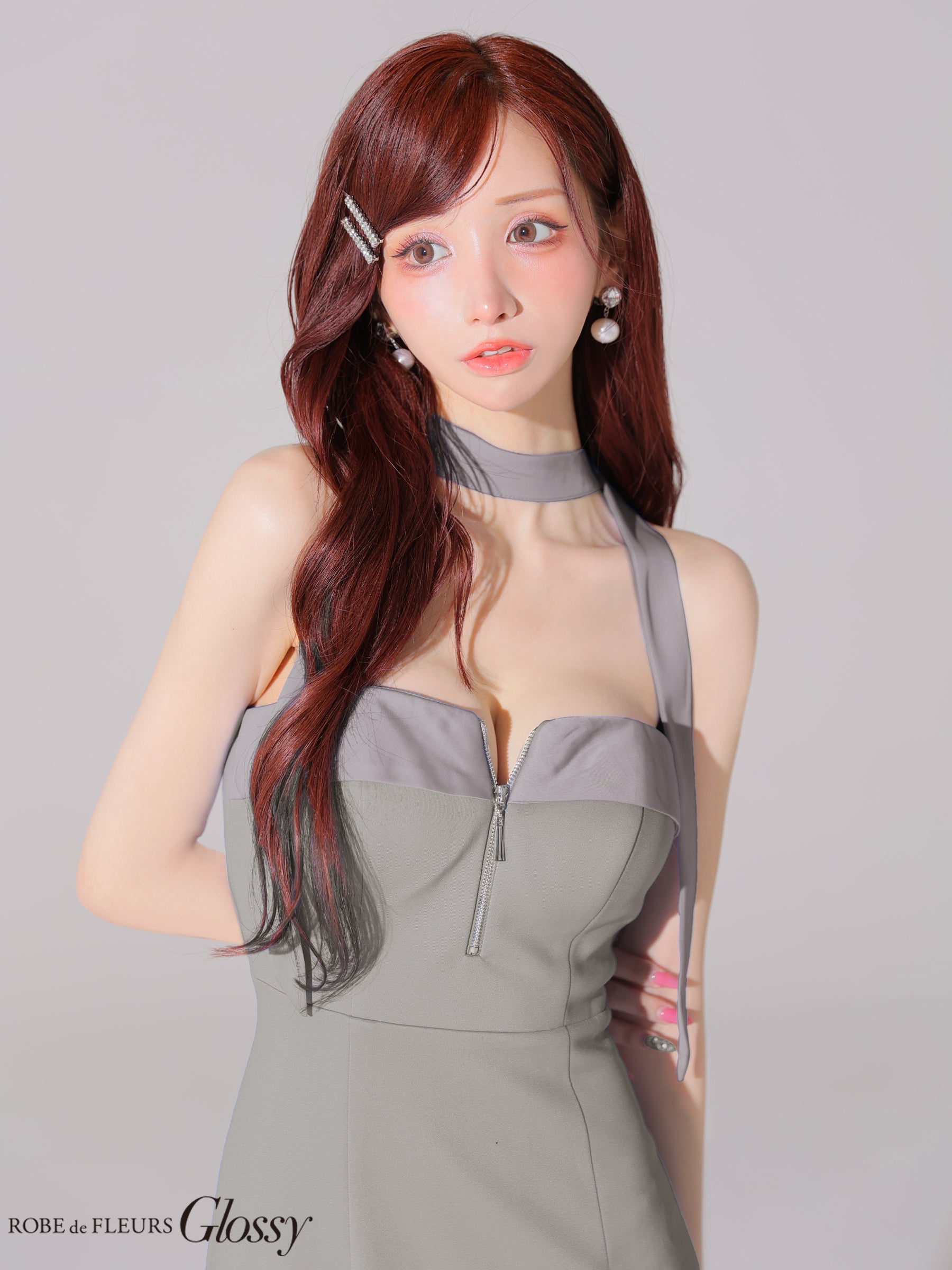 【XSサイズあり】2way♡チョーカー風バストジップタイトミニキャバドレス(GL4108)