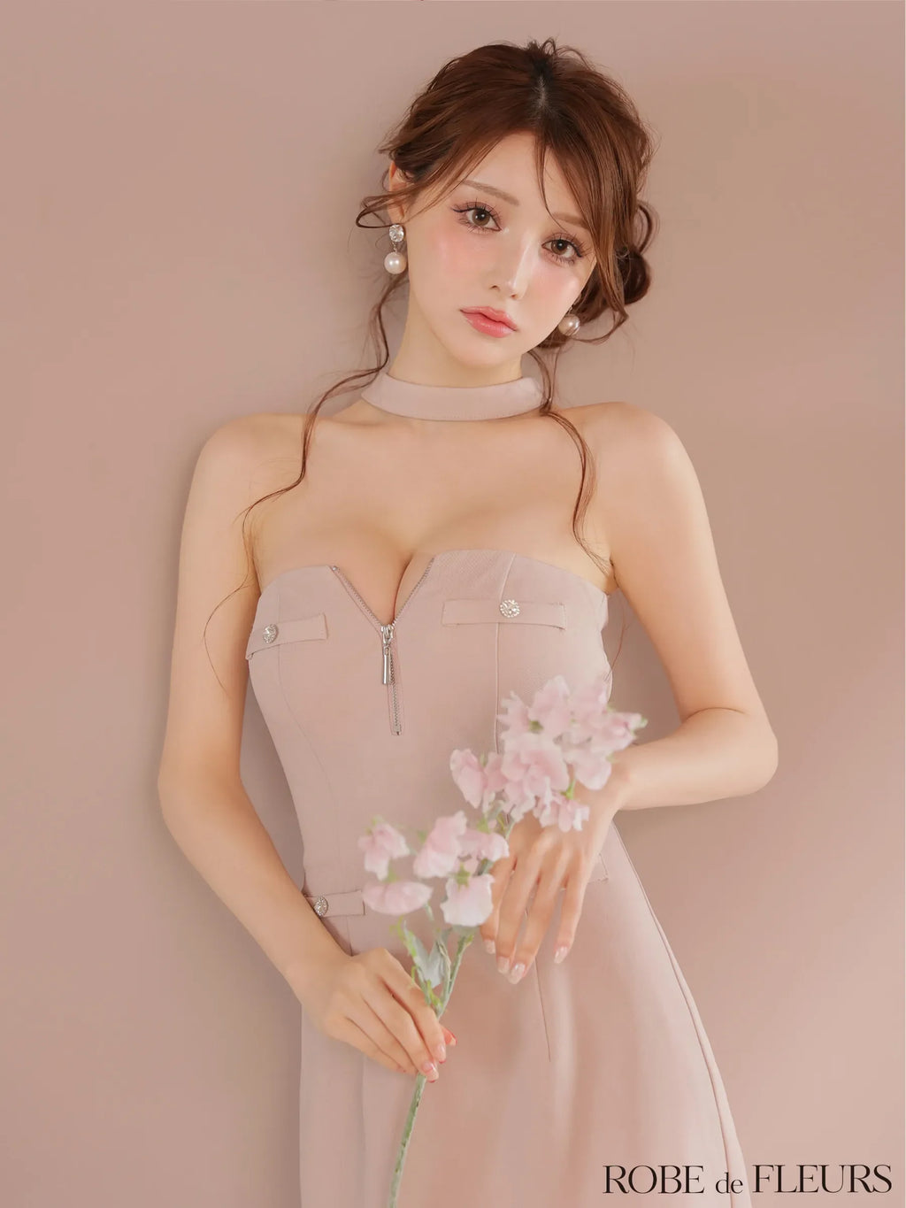 2wayネックリボンバストジップミニキャバドレス(fm4111)