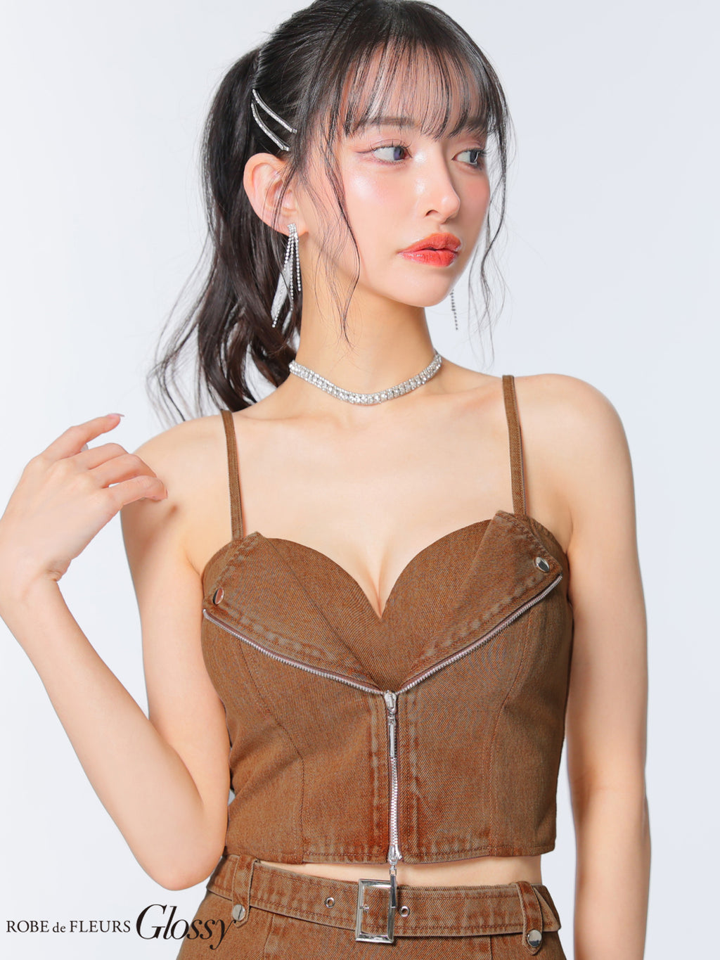 【XSサイズあり】ジップデザインデニムセットアップミニキャバドレス(GL4142)