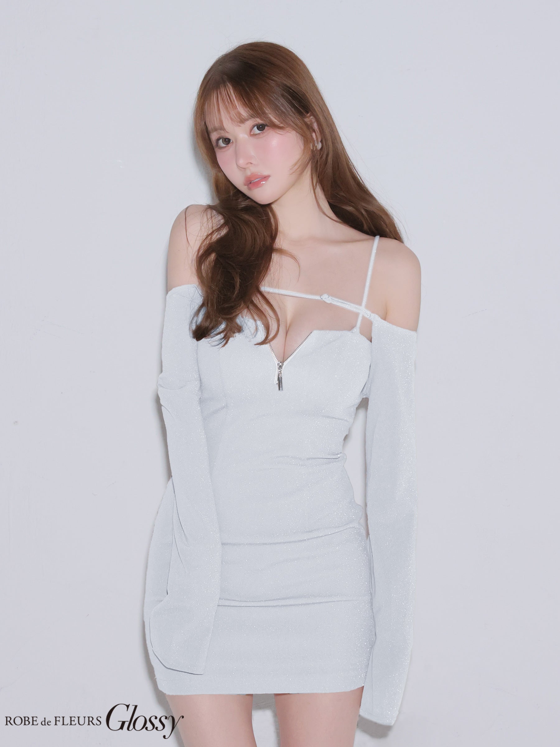 ★予約商品★【8月下旬頃入荷予定】【XSサイズあり】ラメニットボレロセットタイトミニキャバドレス (GL4143)