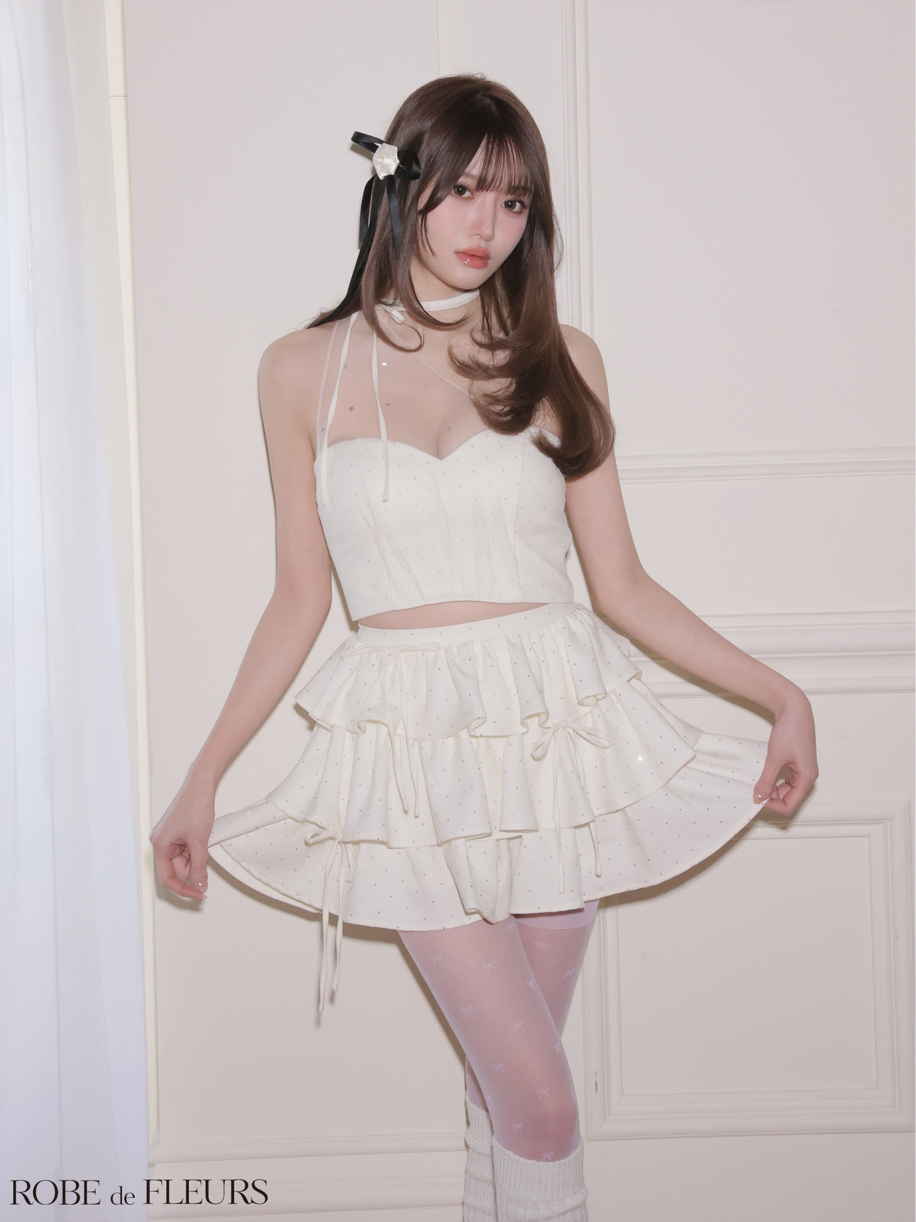 ★予約商品★【7月中旬頃入荷予定】【XSサイズあり】ストーンワンショルティアードツーピースミニキャバドレス (fm4152)