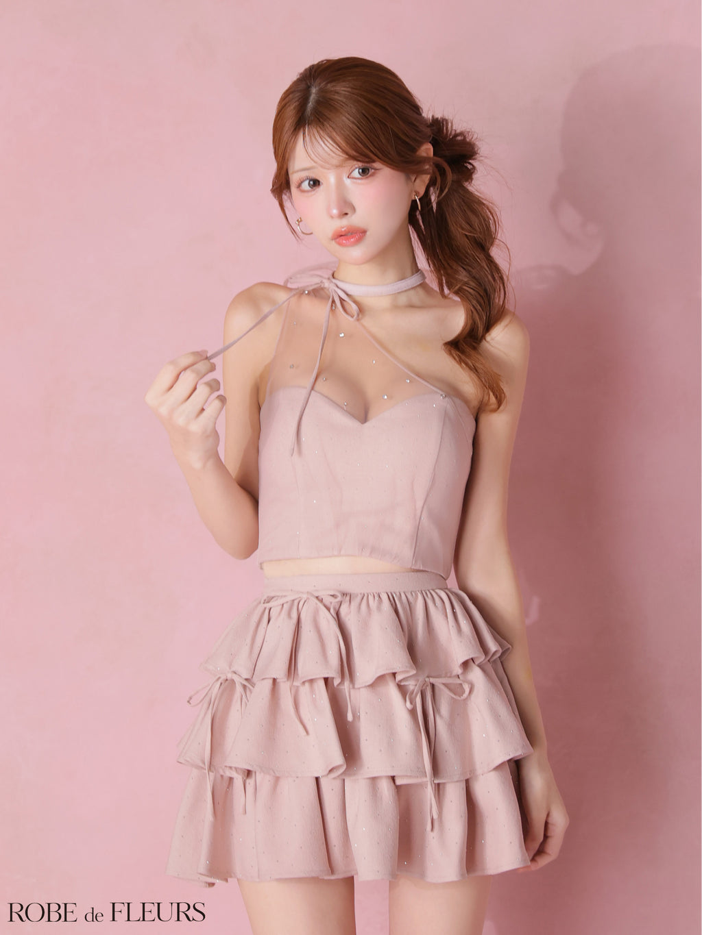 ★予約商品★【7月中旬頃入荷予定】【XSサイズあり】ストーンワンショルティアードツーピースミニキャバドレス (fm4152)