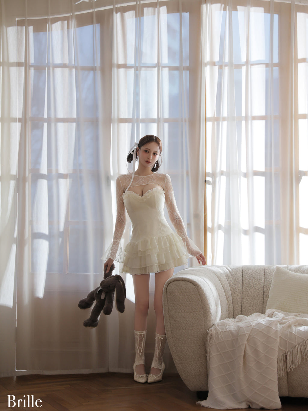 ★予約商品★【8月中旬頃入荷予定】【XS～Lサイズあり】Pétale de brille mini dress (brille4161)