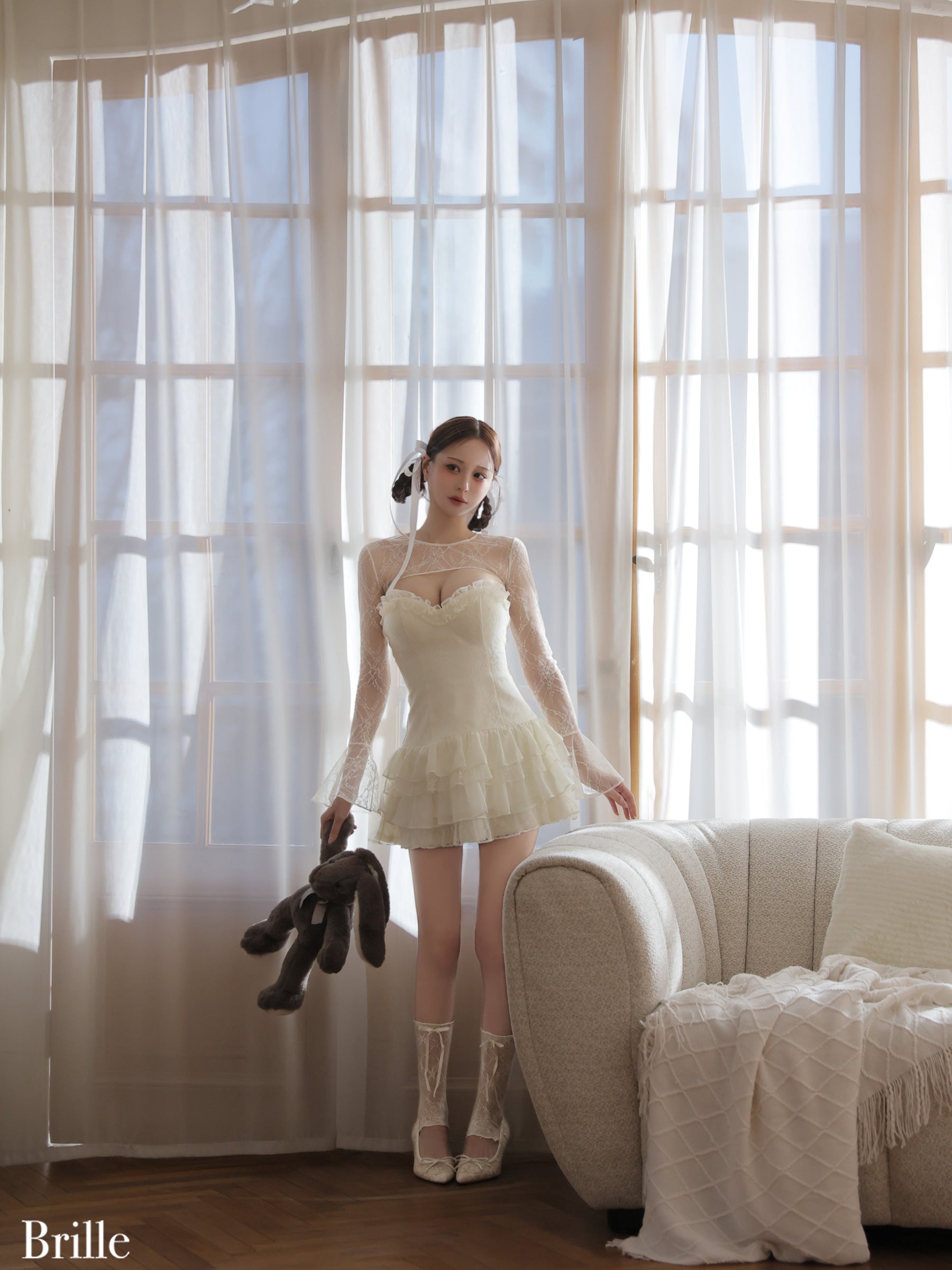 ★予約商品★【8月中旬頃入荷予定】【XS～Lサイズあり】Pétale de brille mini dress (brille4161)