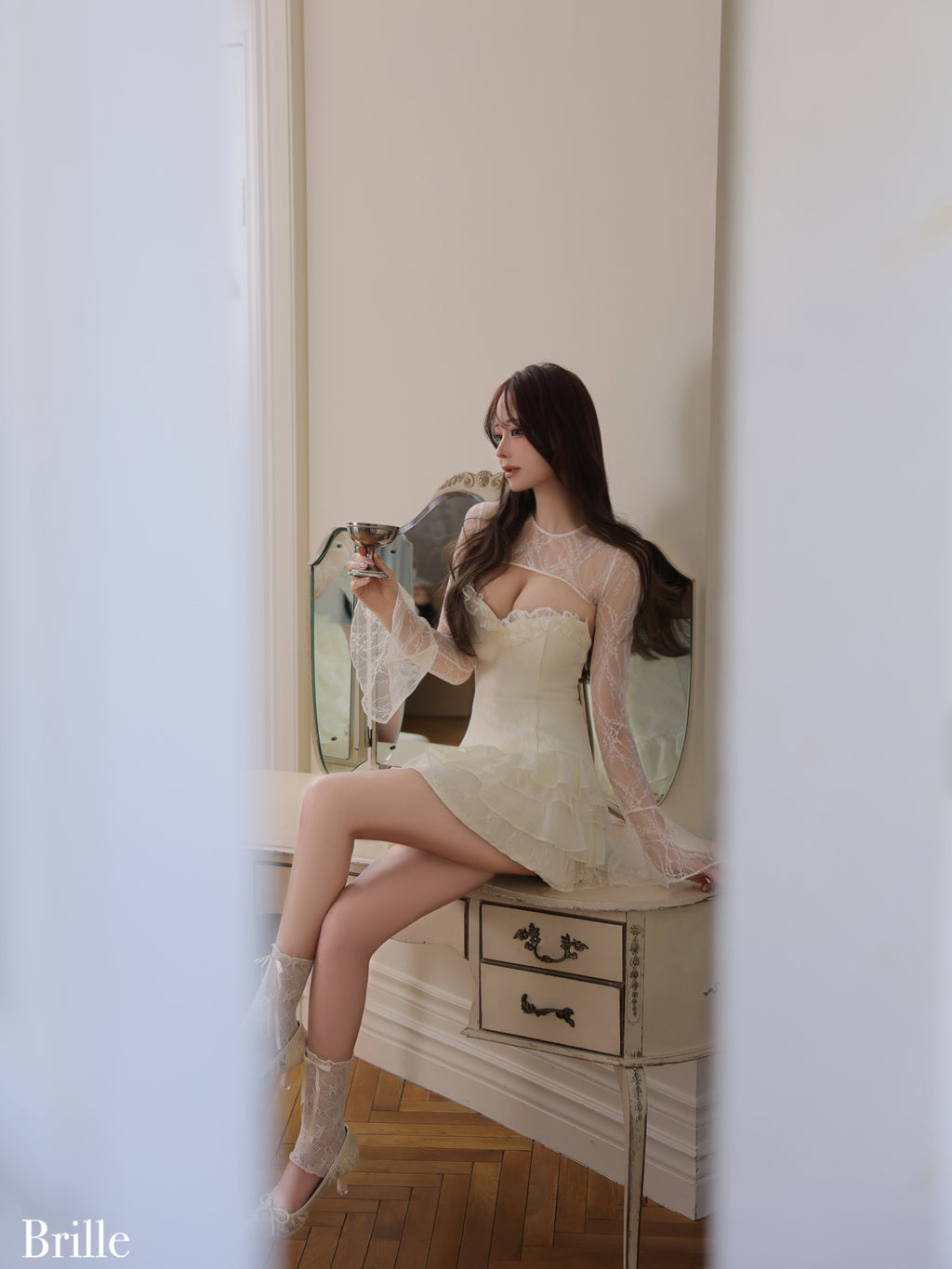 ★予約商品★【8月中旬頃入荷予定】【XS～Lサイズあり】Pétale de brille mini dress (brille4161)