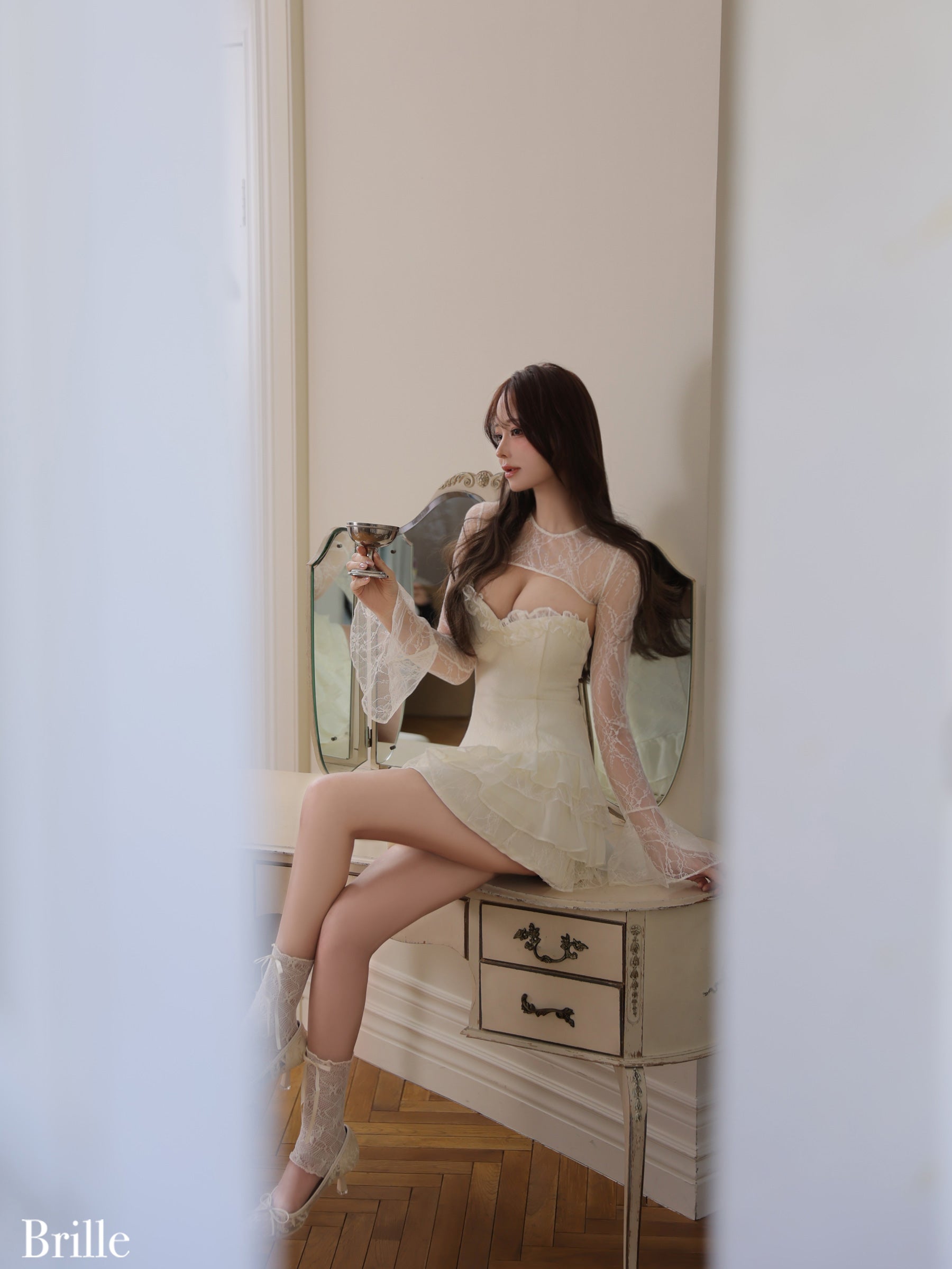 ★予約商品★【8月中旬頃入荷予定】【XS～Lサイズあり】Pétale de brille mini dress (brille4161)