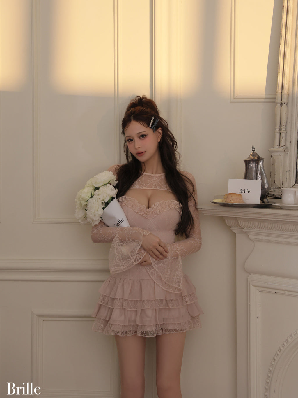 ★予約商品★【8月中旬頃入荷予定】【XS～Lサイズあり】Pétale de brille mini dress (brille4161)