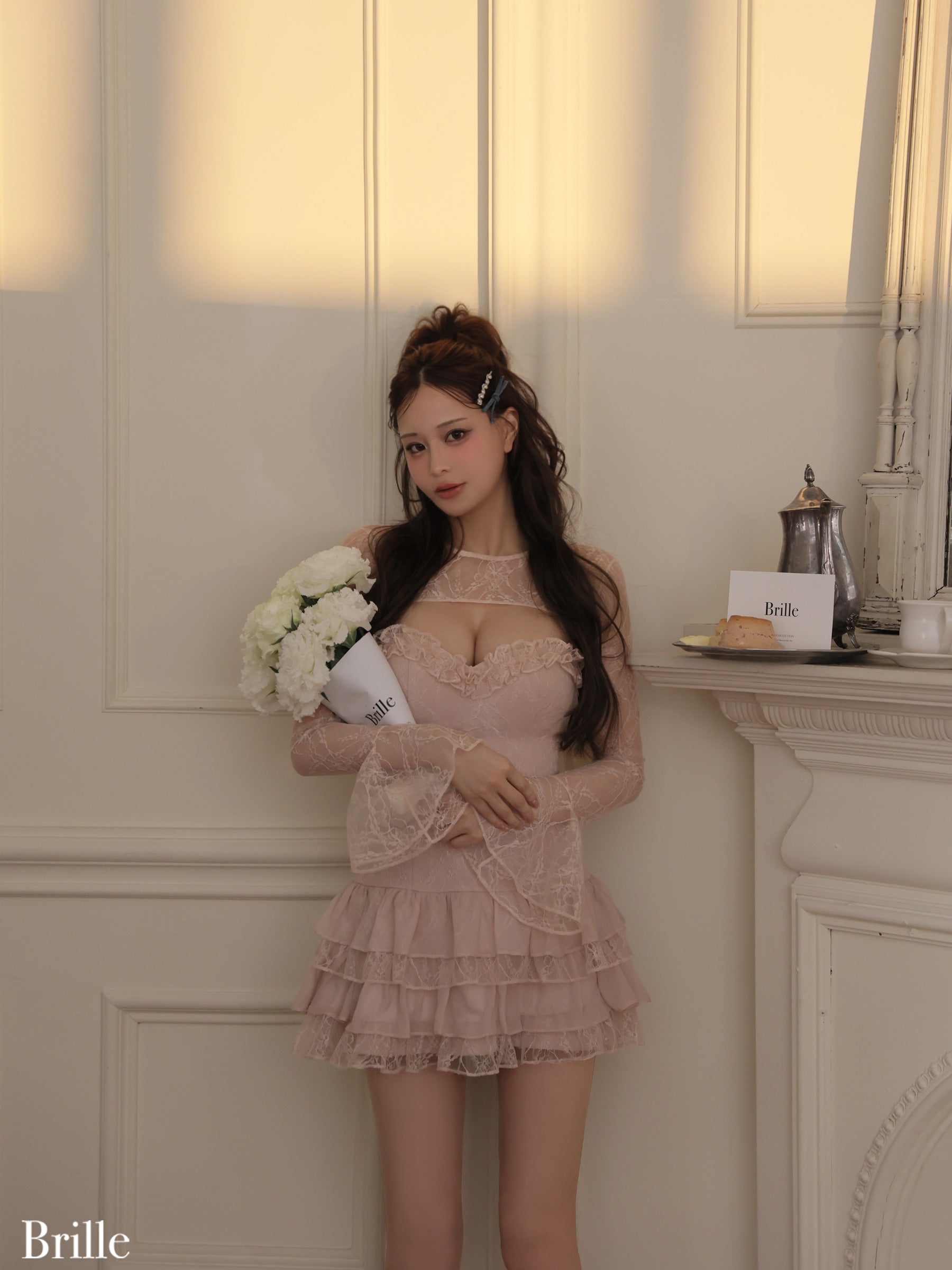 ★予約商品★【8月中旬頃入荷予定】【XS～Lサイズあり】Pétale de brille mini dress (brille4161)