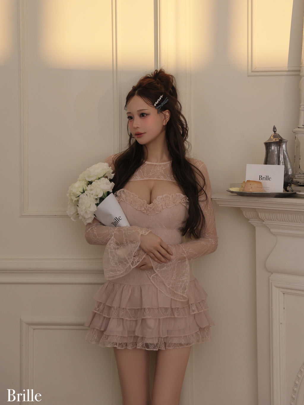 ★予約商品★【8月中旬頃入荷予定】【XS～Lサイズあり】Pétale de brille mini dress (brille4161)