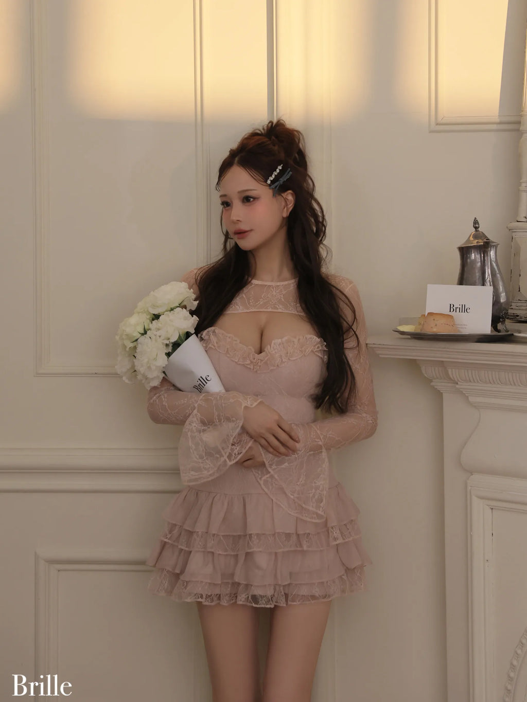 【予約】Pétale de brille mini dress (brille4161)