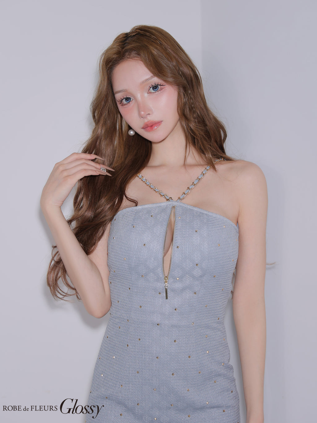 ★予約商品★【9月中旬頃入荷予定】【XSサイズあり】 スタッズダイヤジャガードミニキャバドレス(GL4179)