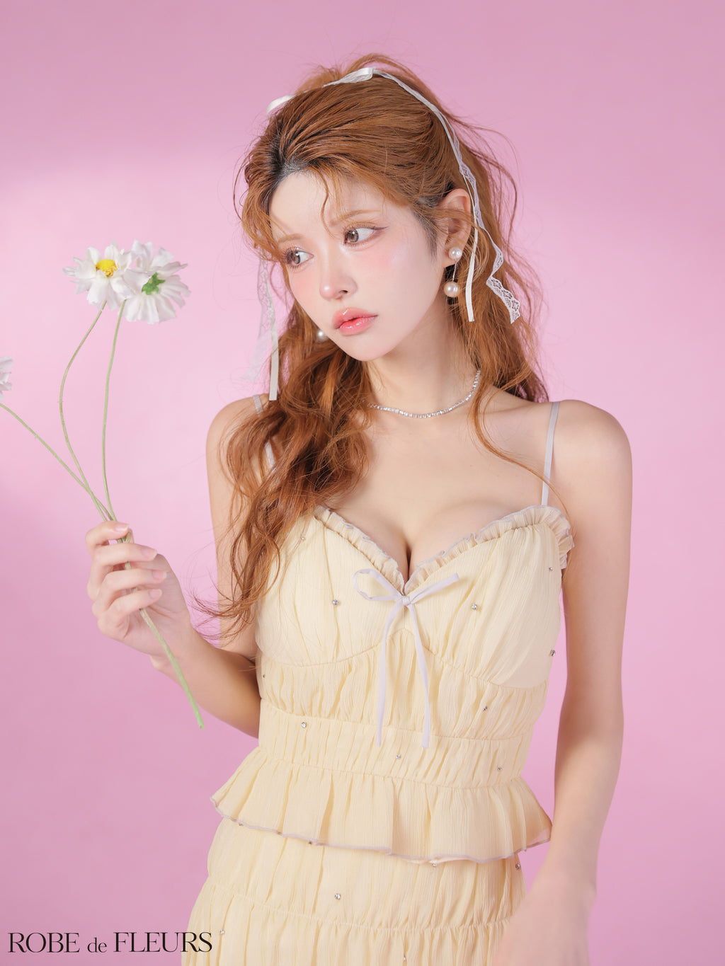 【XSサイズあり】ビジューラメシフォンリボンセットアップミニキャバドレス (fm4183)