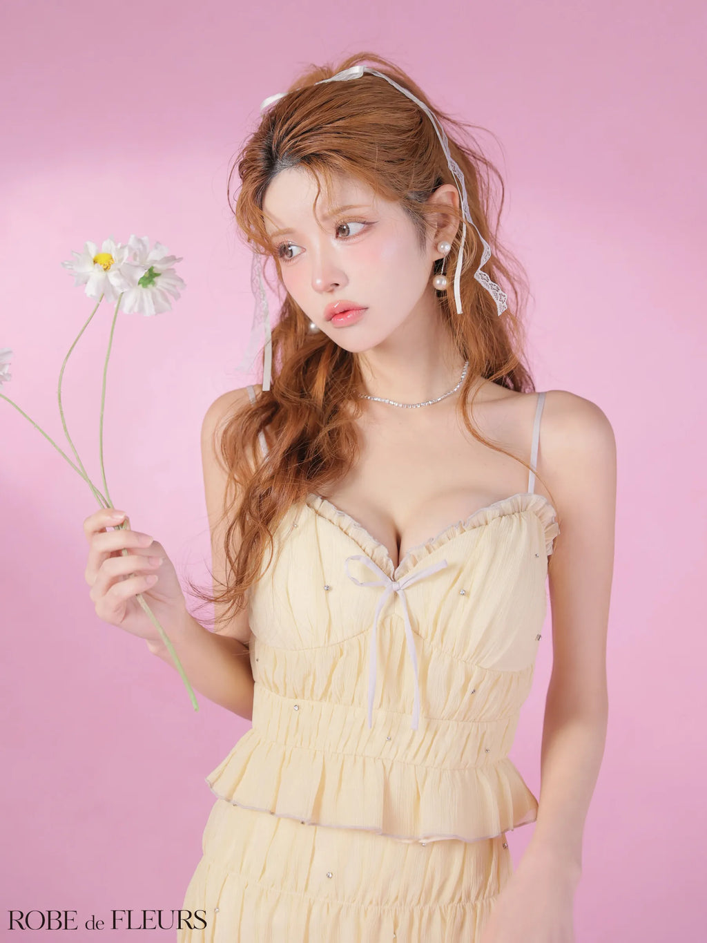 【予約】ビジューラメシフォンリボンセットアップミニキャバドレス (fm4183)