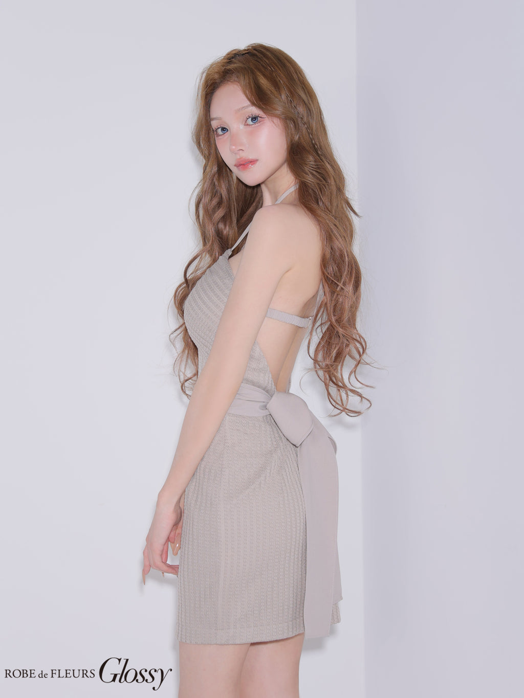 ★一部予約商品★【8月下旬頃入荷予定】【XSサイズあり】 バックリボンニットミニキャバドレス(GL4187)
