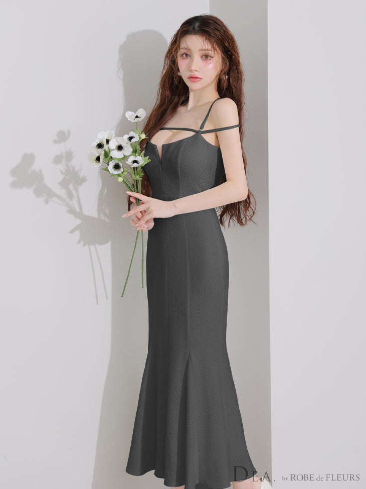 ★一部予約商品★【7月中旬頃入荷予定】【Lサイズあり】デコルテラインストレッチキルティングマーメイドキャバドレス(DE4215)