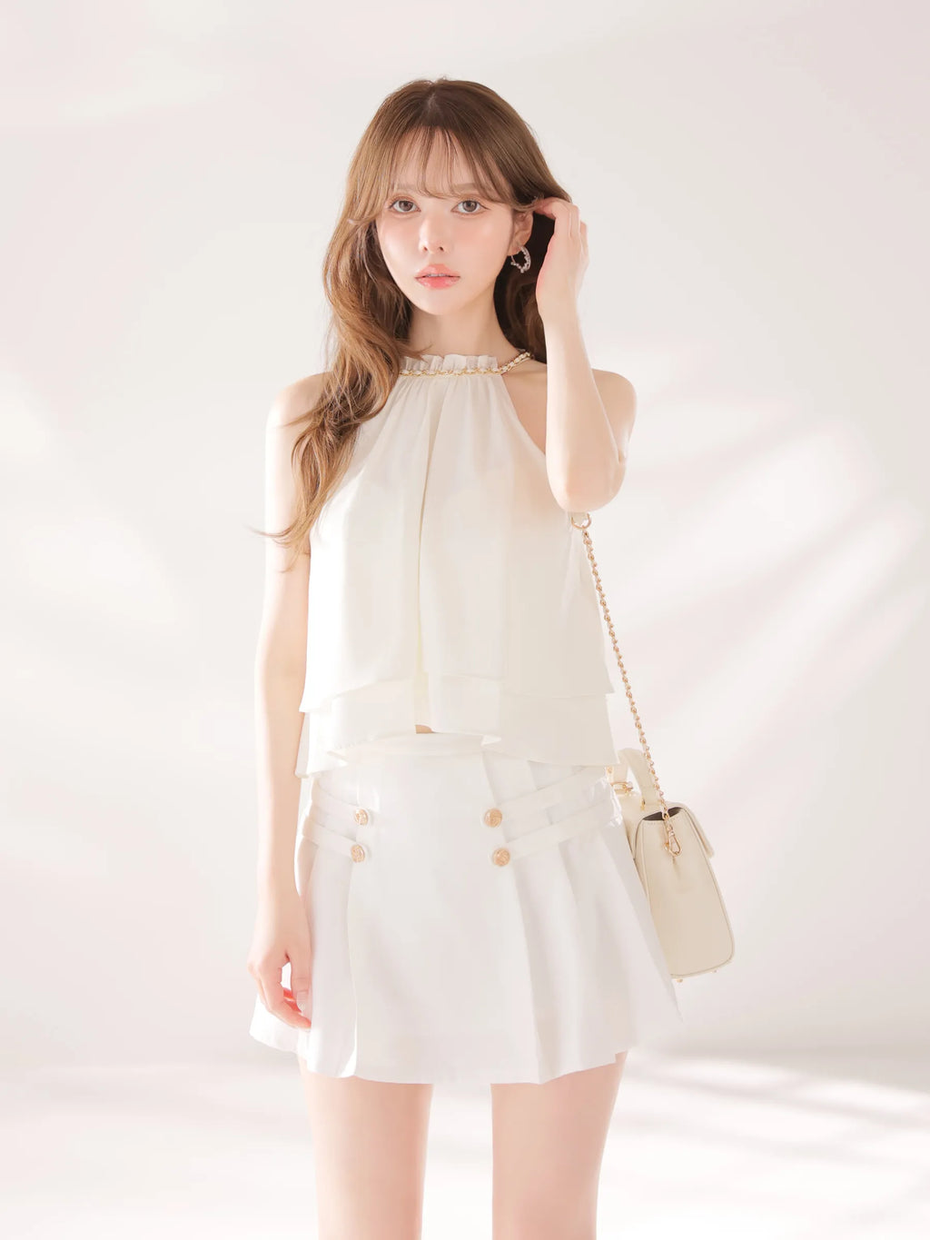 シフォンレイヤードフリルセットアップフレアミニキャバドレス(DE4216)