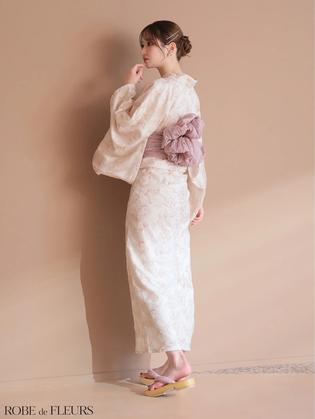 【浴衣】ROBE de FLEURS Sheer floral embroidered lace yukata　(fm4220)