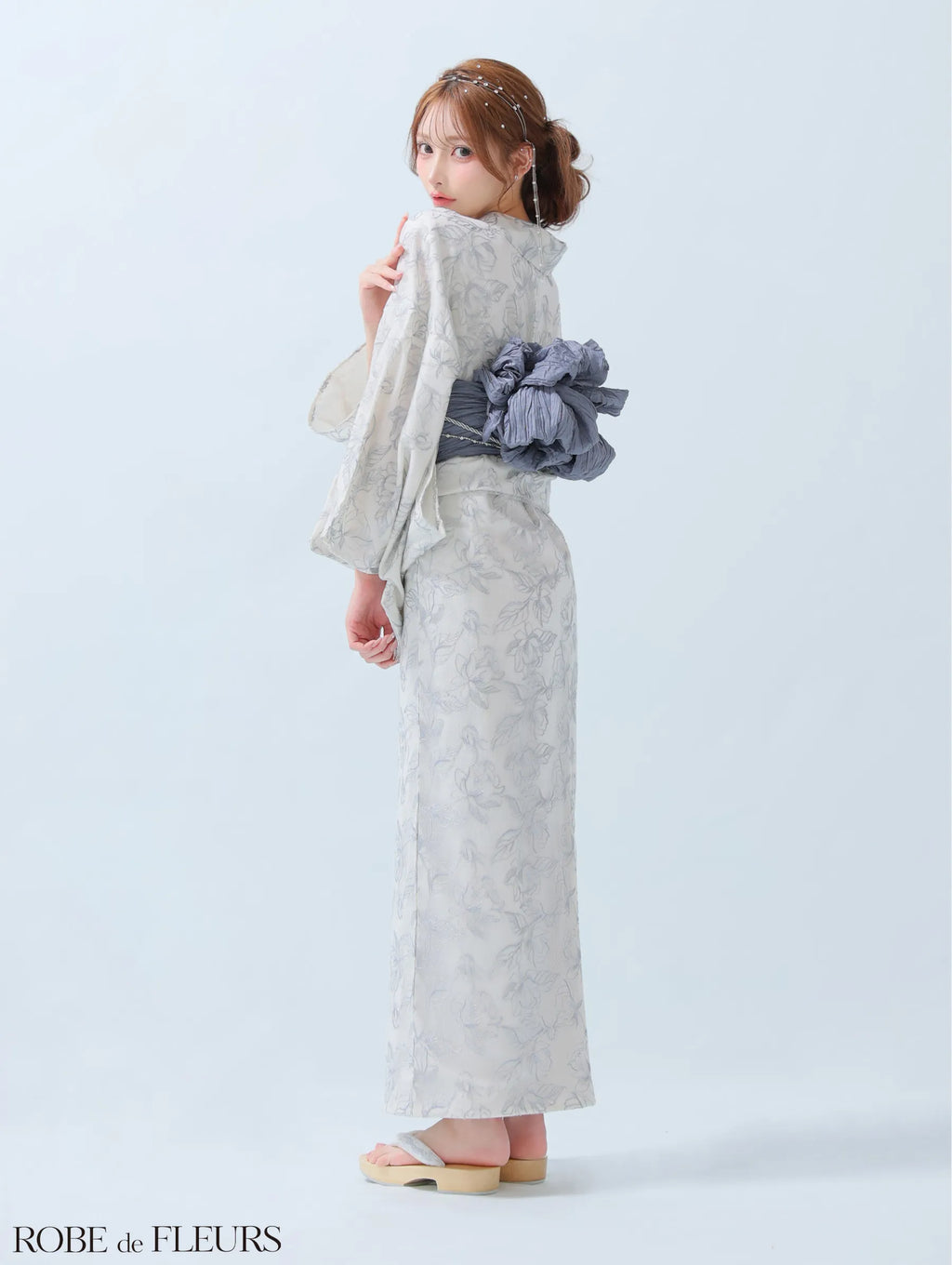 【浴衣】ROBE de FLEURS Sheer floral embroidered lace yukata　(fm4220)