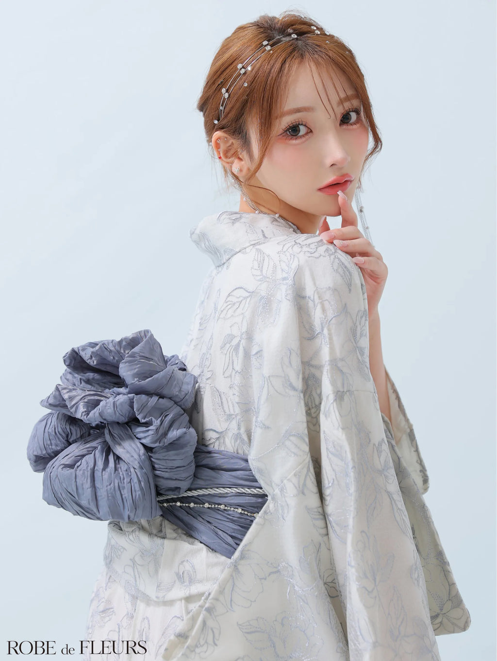 【浴衣】ROBE de FLEURS Sheer floral embroidered lace yukata　(fm4220)