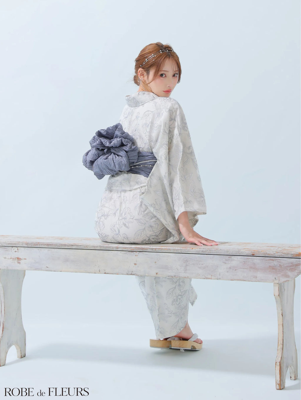 【浴衣】ROBE de FLEURS Sheer floral embroidered lace yukata　(fm4220)