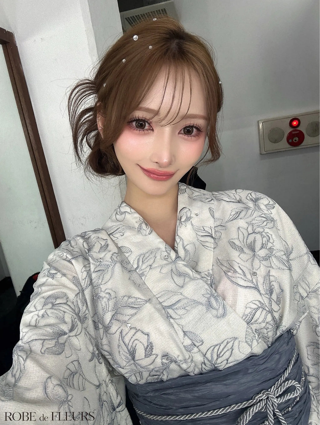 【浴衣】ROBE de FLEURS Sheer floral embroidered lace yukata　(fm4220)