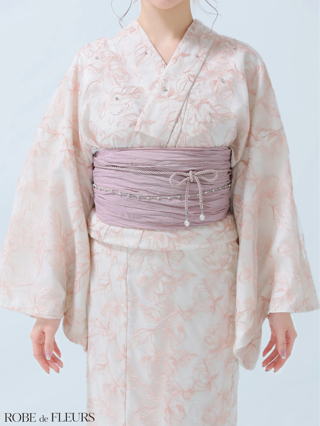 【浴衣】ROBE de FLEURS Sheer floral embroidered lace yukata　(fm4220)