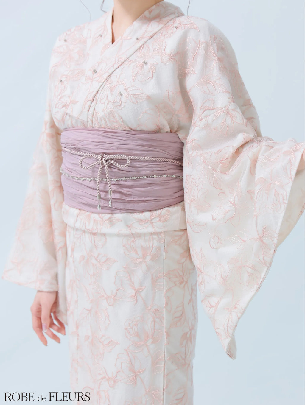 【浴衣】ROBE de FLEURS Sheer floral embroidered lace yukata　(fm4220)